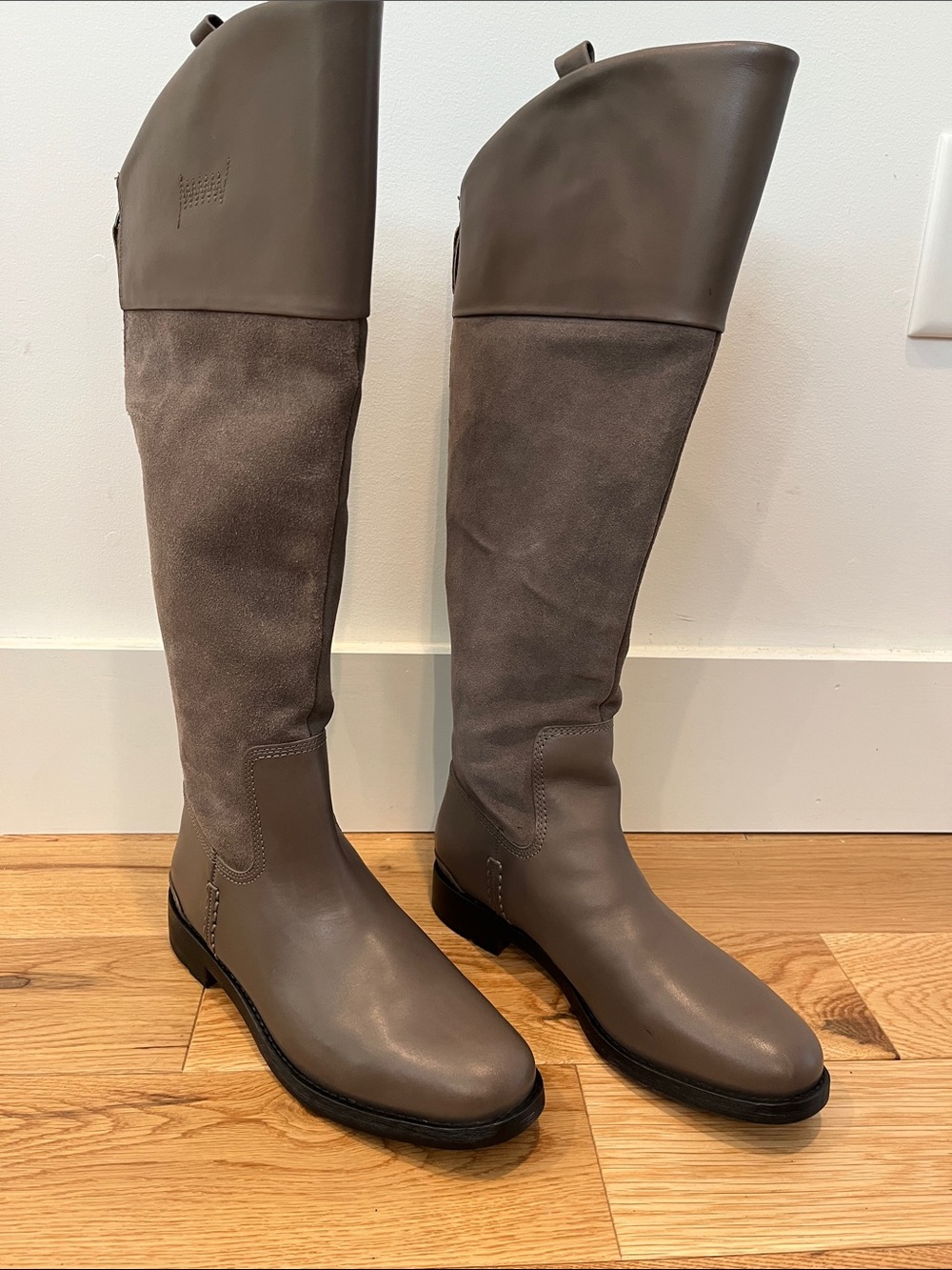 Franco Sarto Tall Taupe Leather & Suede Boots